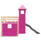 Etagenbett mit Rutsche und Gardinen Rosa 80x200 cm