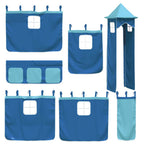 Etagenbett mit Rutsche und Gardinen Blau 90x190 cm