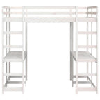 Hochbett mit Schreibtisch & Leiter Weiß 160x200 cm Kiefernholz