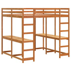 Hochbett mit Schreibtisch & Leiter Braun 160x200 cm Kiefernholz