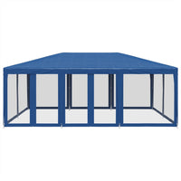 Partyzelt mit 10 Mesh-Seitenteilen Blau 6x4 m HDPE