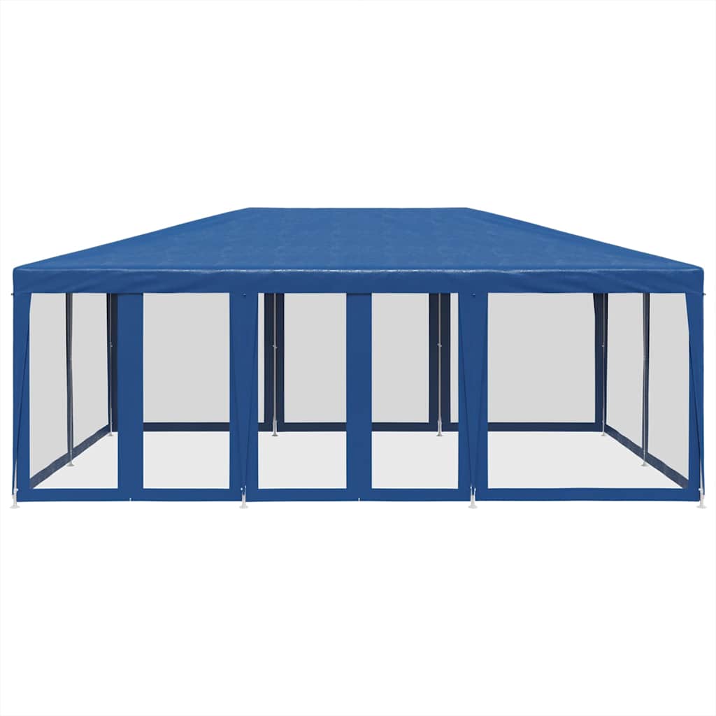 Partyzelt mit 10 Mesh-Seitenteilen Blau 6x4 m HDPE