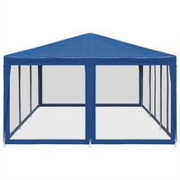 Partyzelt mit 10 Mesh-Seitenteilen Blau 6x4 m HDPE