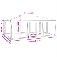 Partyzelt mit 10 Mesh-Seitenteilen Blau 6x4 m HDPE