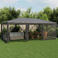 Partyzelt mit 10 Mesh-Seitenteilen Anthrazit 6x4 m HDPE