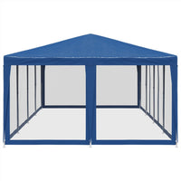 Partyzelt mit 12 Mesh-Seitenteilen Blau 8x4 m HDPE