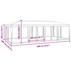 Partyzelt mit 12 Mesh-Seitenteilen Blau 8x4 m HDPE