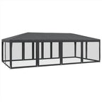 Partyzelt mit 12 Mesh-Seitenteilen Anthrazit 8x4 m HDPE