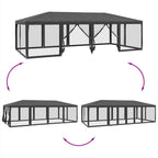 Partyzelt mit 12 Mesh-Seitenteilen Anthrazit 8x4 m HDPE