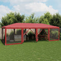 Partyzelt mit 12 Mesh-Seitenteilen Rot 8x4 m HDPE