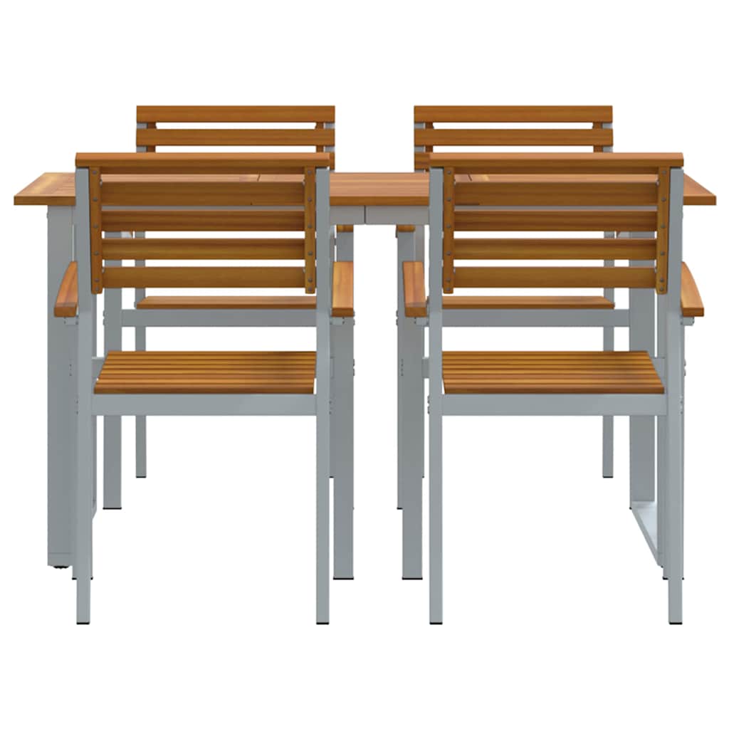 Garten Essgruppe 5 pcs Grau Massivholz Akazie