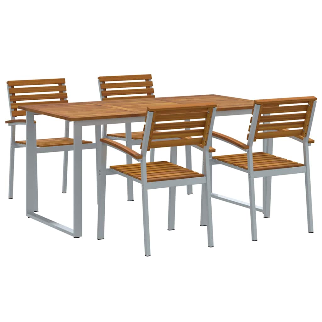 Garten Essgruppe 5 pcs Grau Massivholz Akazie
