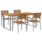 Garten Essgruppe 5 pcs Grau Massivholz Akazie