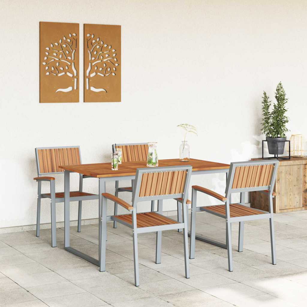Garten Essgruppe 5 pcs Grau Massivholz Akazie