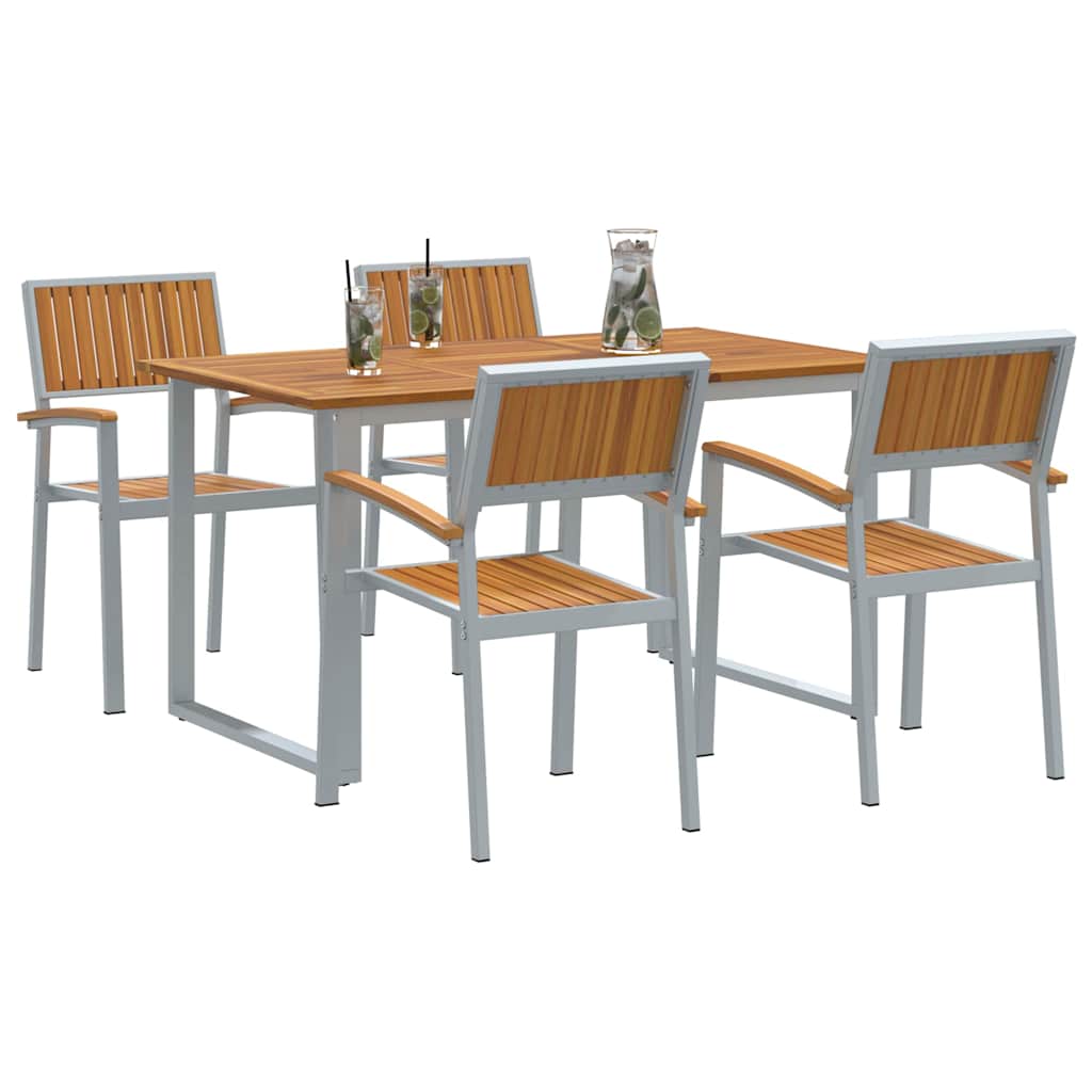 Garten Essgruppe 5 pcs Grau Massivholz Akazie