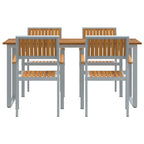 Garten Essgruppe 5 pcs Grau Massivholz Akazie
