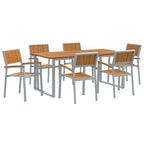 Garten Essgruppe 7 pcs Grau Massivholz Akazie