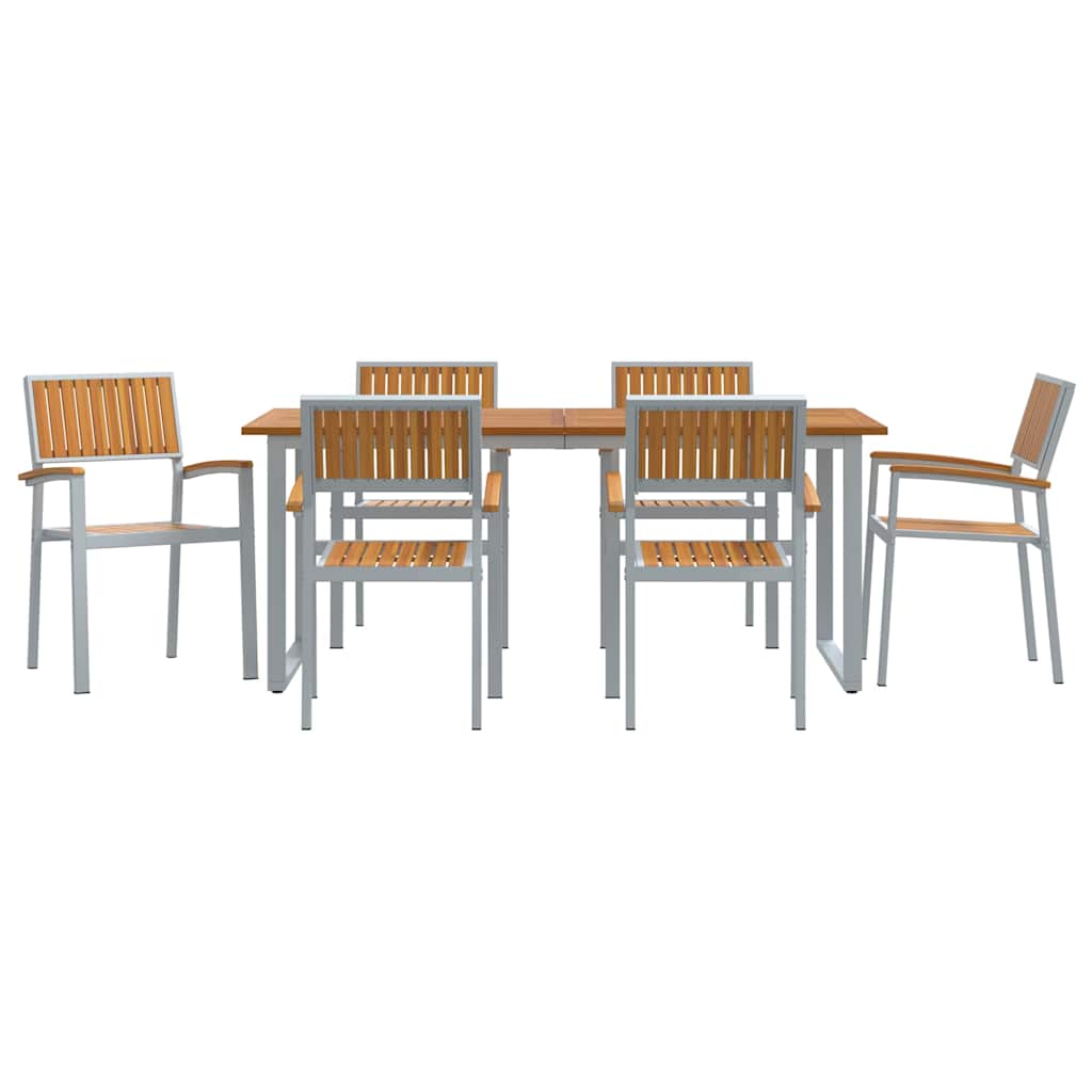 Garten Essgruppe 7 pcs Grau Massivholz Akazie