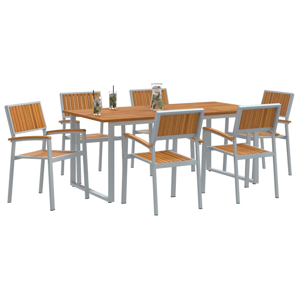 Garten Essgruppe 7 pcs Grau Massivholz Akazie