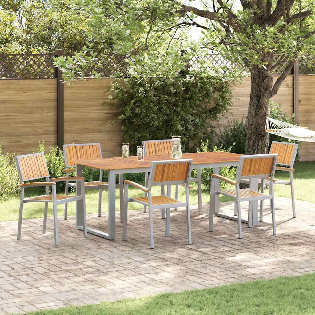 Garten Essgruppe 7 pcs Grau Massivholz Akazie