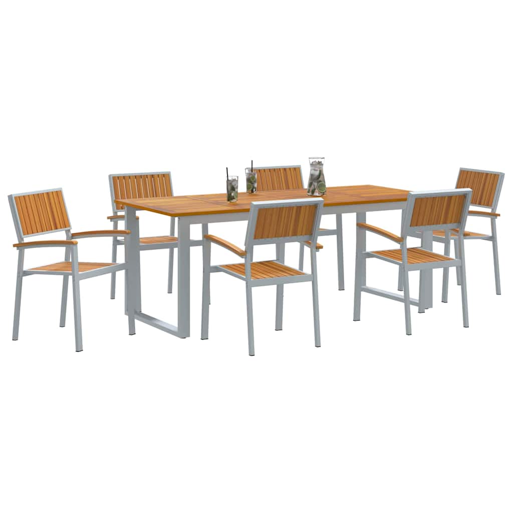 Garten Essgruppe 7 pcs Grau Massivholz Akazie
