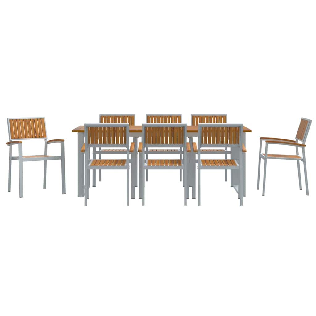 Garten Essgruppe 9 pcs Grau Massivholz Akazie