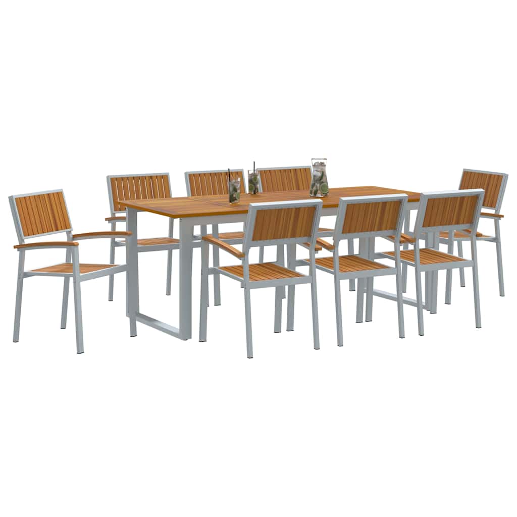 Garten Essgruppe 9 pcs Grau Massivholz Akazie