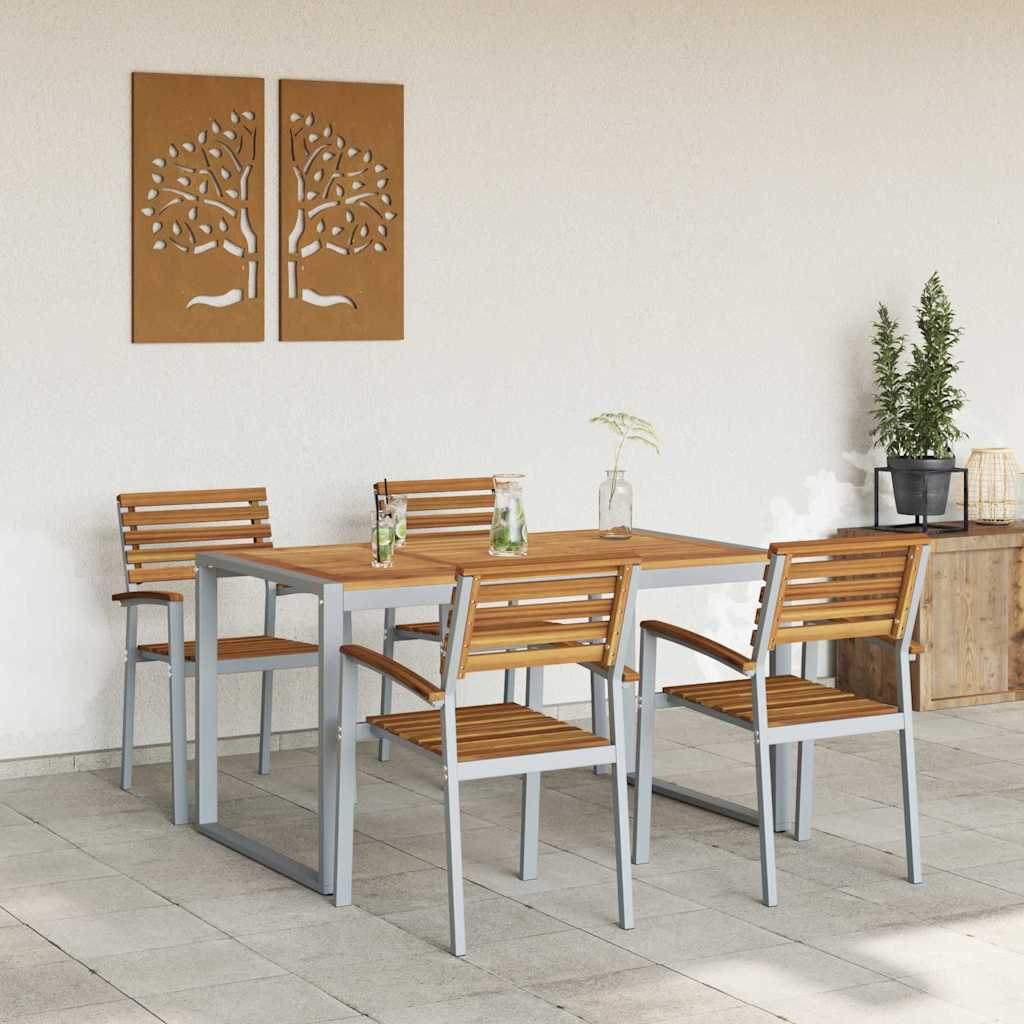 Garten Essgruppe 5 pcs Grau Massivholz Akazie