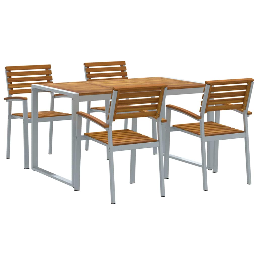 Garten Essgruppe 5 pcs Grau Massivholz Akazie