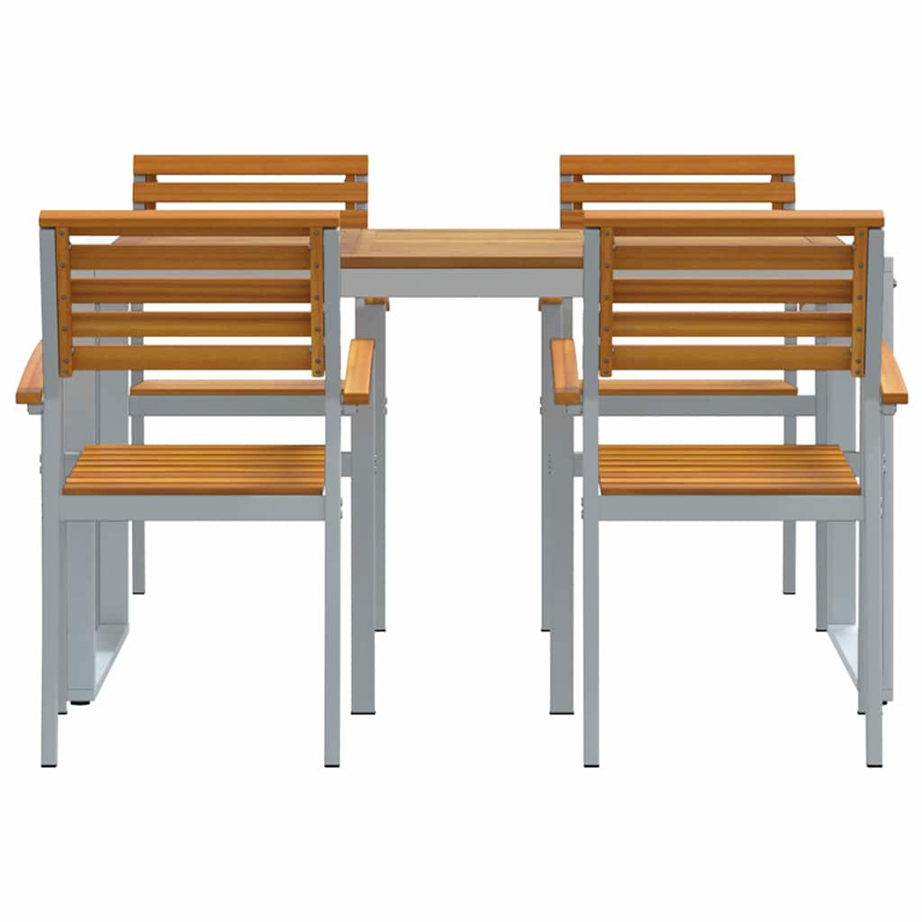 Garten Essgruppe 5 pcs Grau Massivholz Akazie