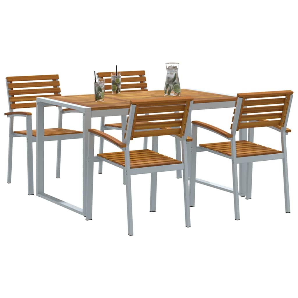 Garten Essgruppe 5 pcs Grau Massivholz Akazie