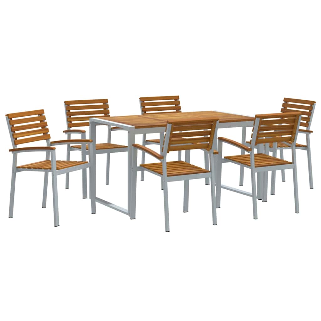 Garten Essgruppe 7 pcs Grau Massivholz Akazie