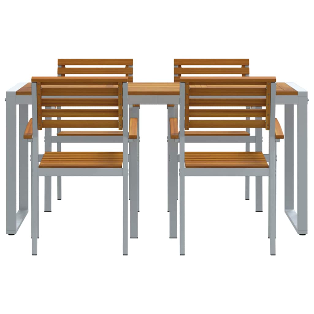 Garten Essgruppe 5 pcs Grau Massivholz Akazie