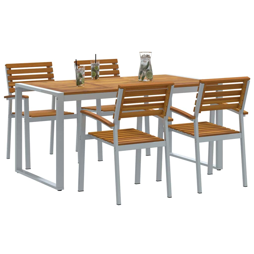 Garten Essgruppe 5 pcs Grau Massivholz Akazie