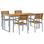 Garten Essgruppe 5 pcs Grau Massivholz Akazie