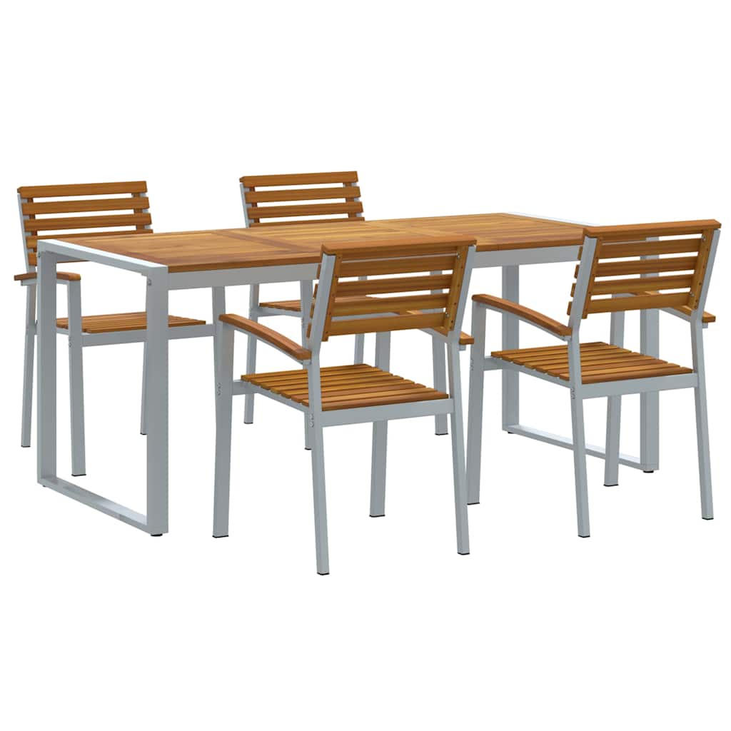 Garten Essgruppe 5 pcs Grau Massivholz Akazie
