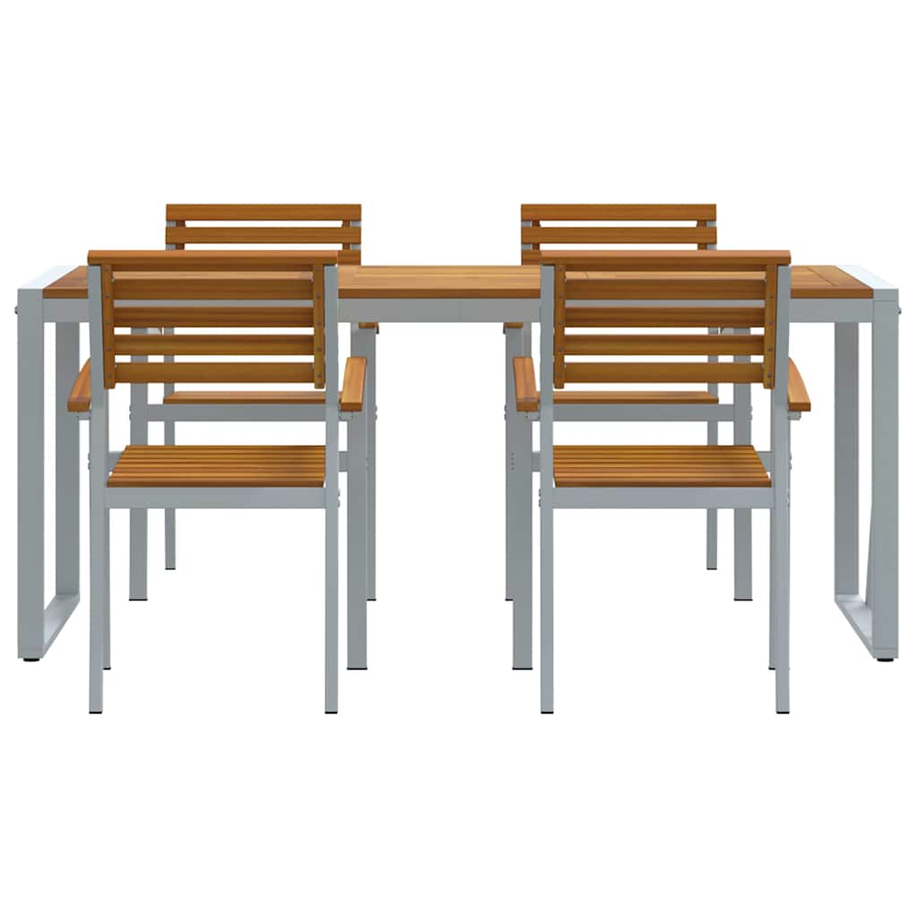 Garten Essgruppe 5 pcs Grau Massivholz Akazie