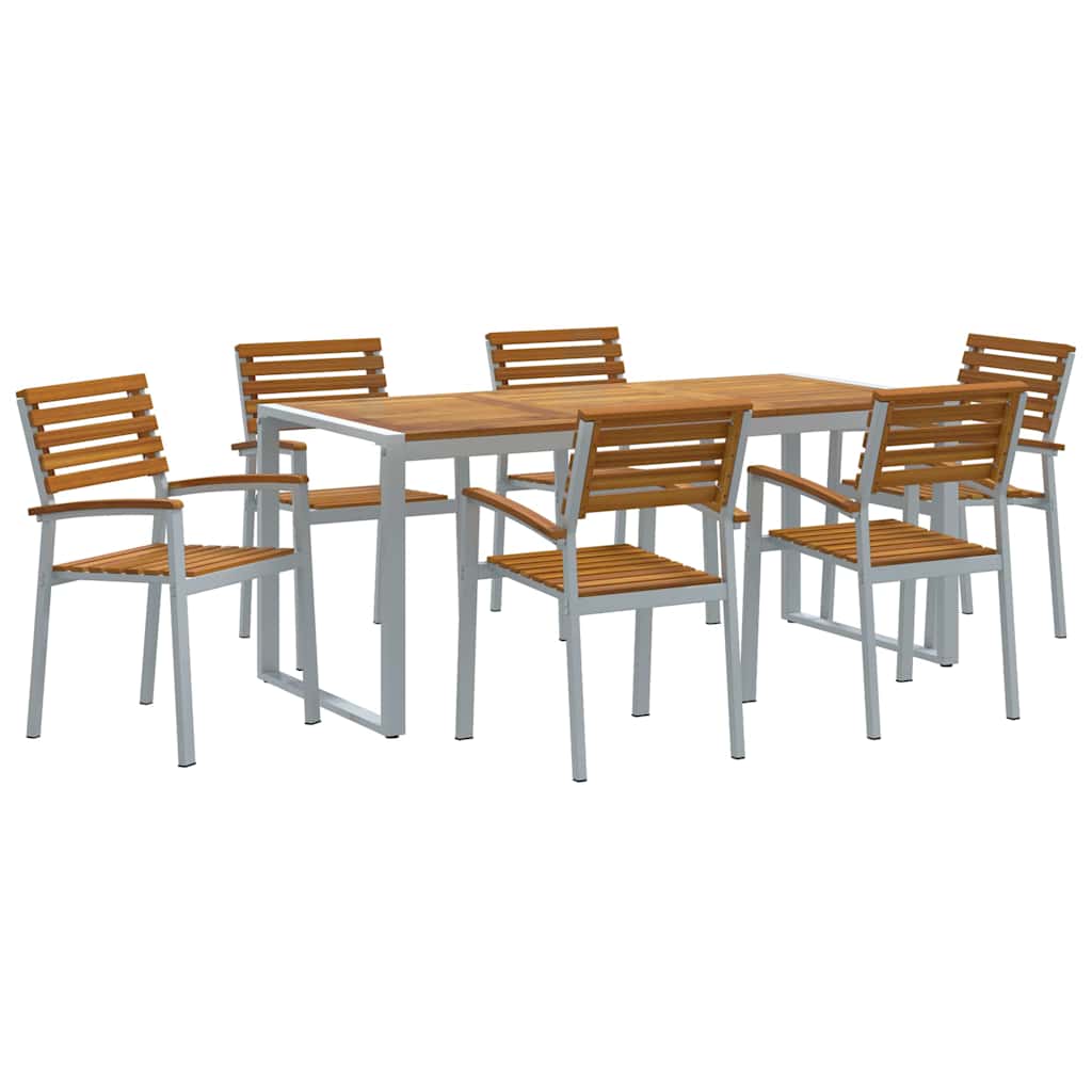 Garten Essgruppe 7 pcs Grau Massivholz Akazie