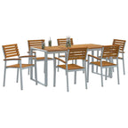 Garten Essgruppe 7 pcs Grau Massivholz Akazie
