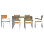 Garten Essgruppe 7 pcs Grau Massivholz Akazie