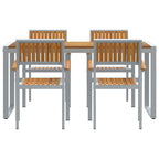 Garten Essgruppe 5 pcs Grau Massivholz Akazie