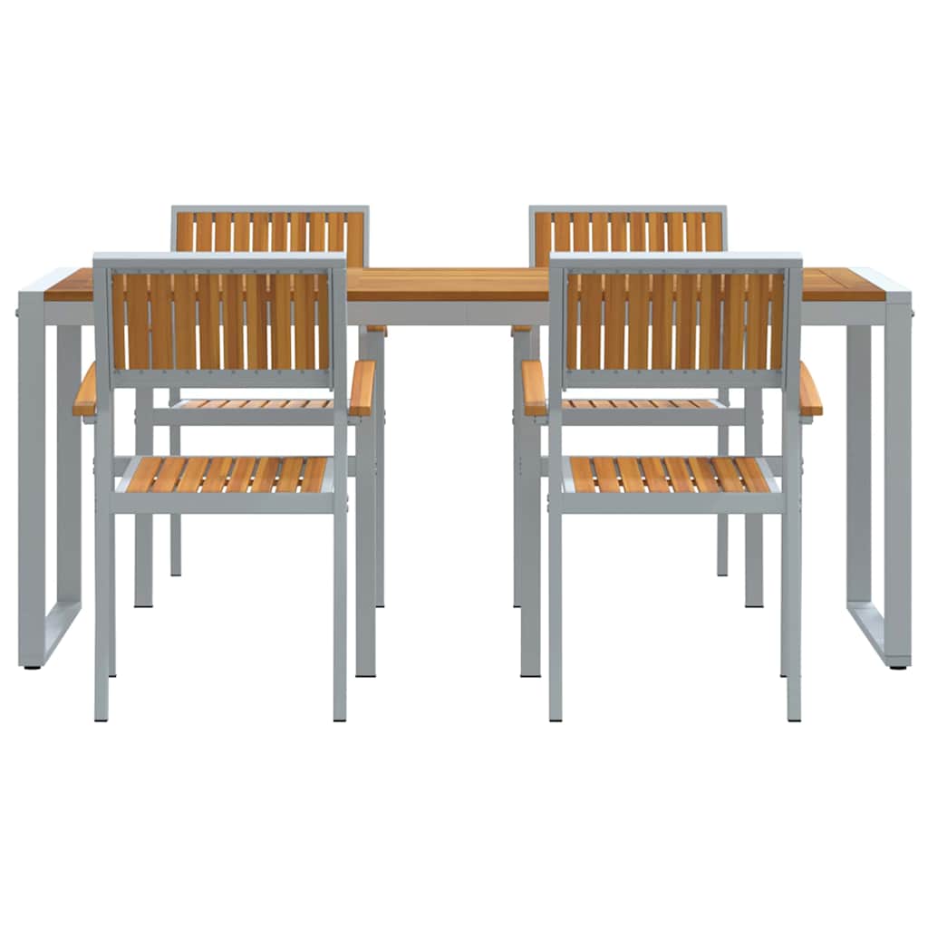 Garten Essgruppe 5 pcs Grau Massivholz Akazie