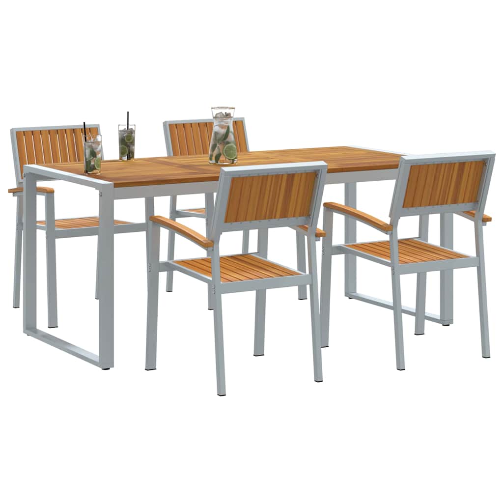 Garten Essgruppe 5 pcs Grau Massivholz Akazie
