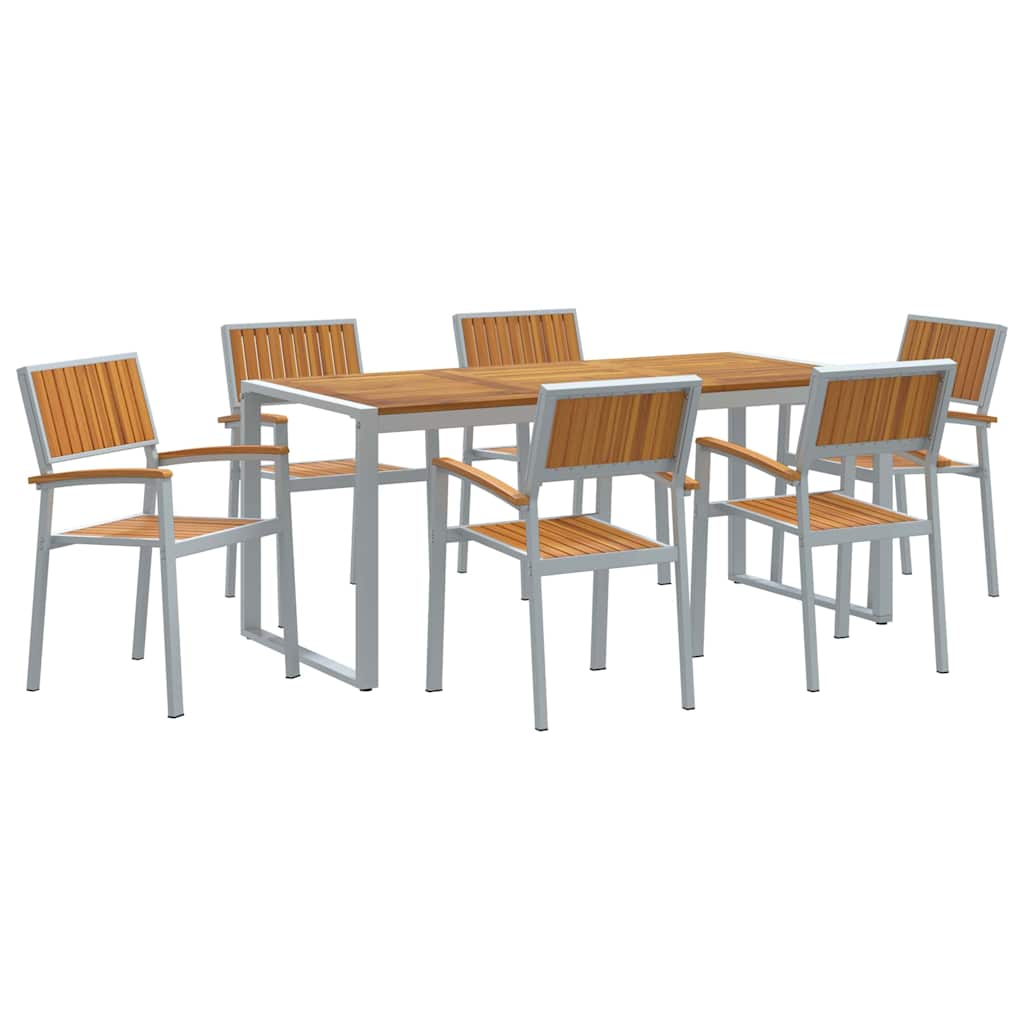 Garten Essgruppe 7 pcs Grau Massivholz Akazie