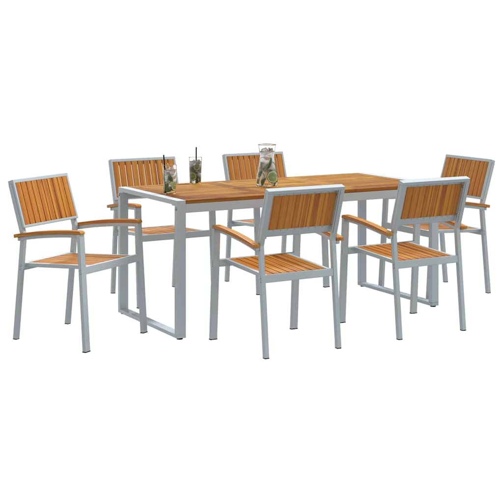 Garten Essgruppe 7 pcs Grau Massivholz Akazie
