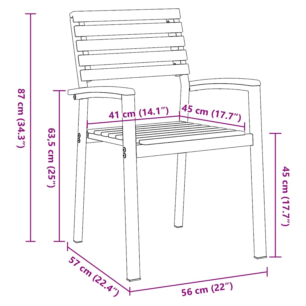 Gartenstuhl 6 pcs Braun 56 x 57 x 87 cm Massivholz Akazie