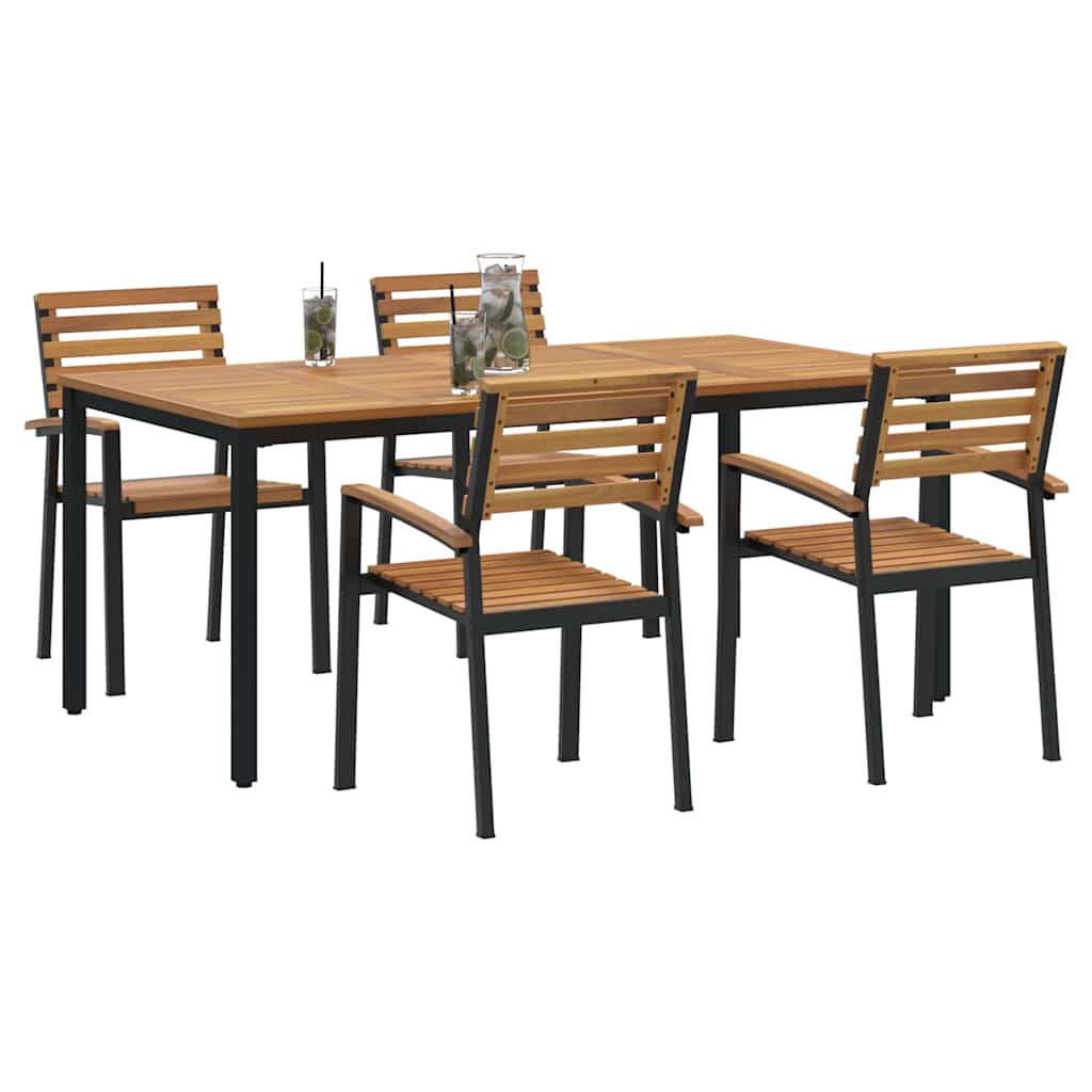 Garten Essgruppe 5 pcs Schwarz Massivholz Akazie