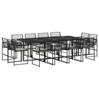 13-tlg. Garten-Essgruppe mit Kissen Schwarz Poly Rattan