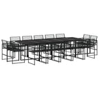 15-tlg. Garten-Essgruppe Schwarz Poly Rattan