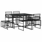 9-tlg. Garten-Essgruppe Schwarz Poly Rattan
